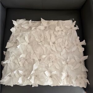 Zara White Floral Embellished Skirt